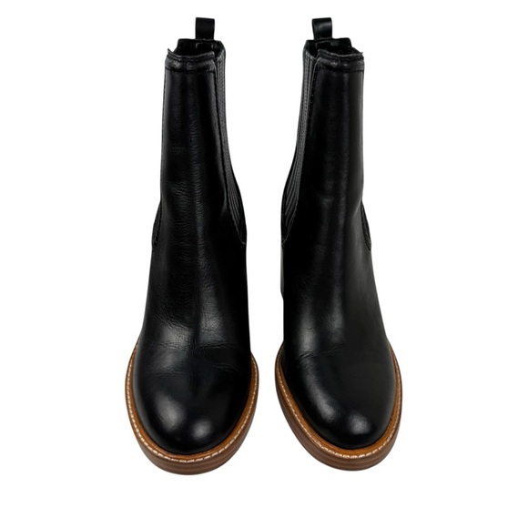 Marc Fisher Black Leather Halida Boots Shoes Heeled Ankle Booties SZ 8.5 Western - Picture 4 of 16